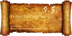 Iritz Zétény névjegykártya